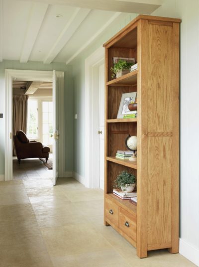 Heart of House Kent Large 2 Drawer Oak & Oak Veneer Bookcase